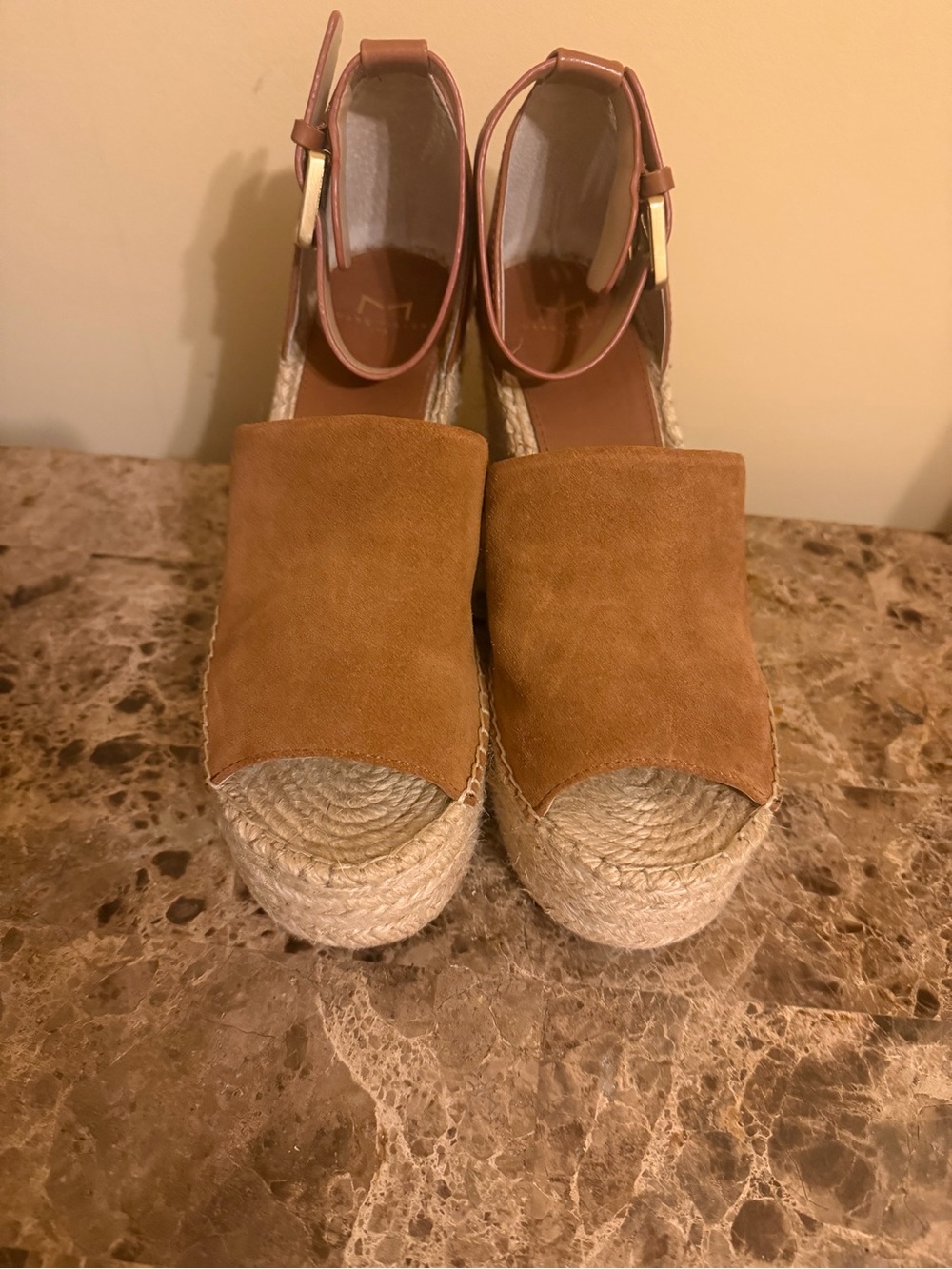 Marc Fisher Brown Suede Espadrille Wedge Sandals